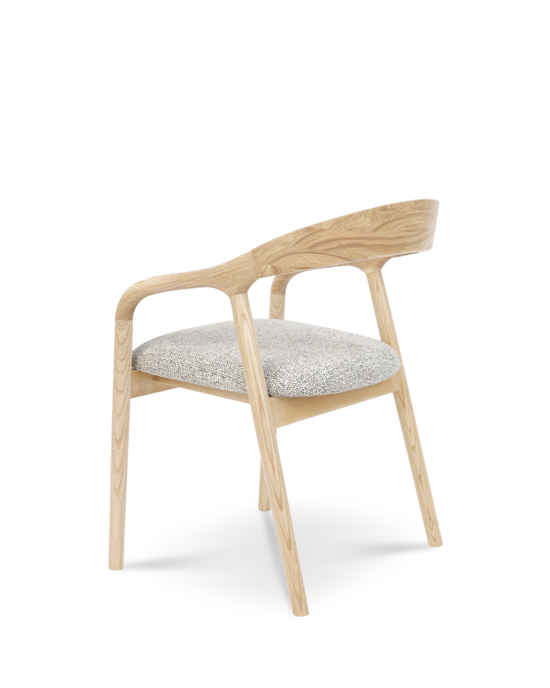 Silla de Comedor en Madera de Fresno Riva Natural tapizada en gris claro