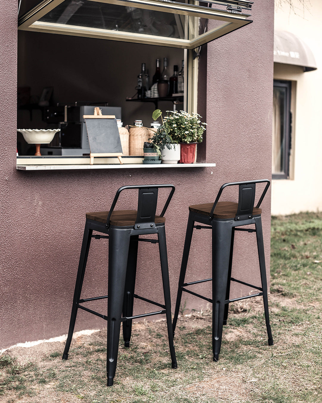 Lix Wood Bar Chair Black