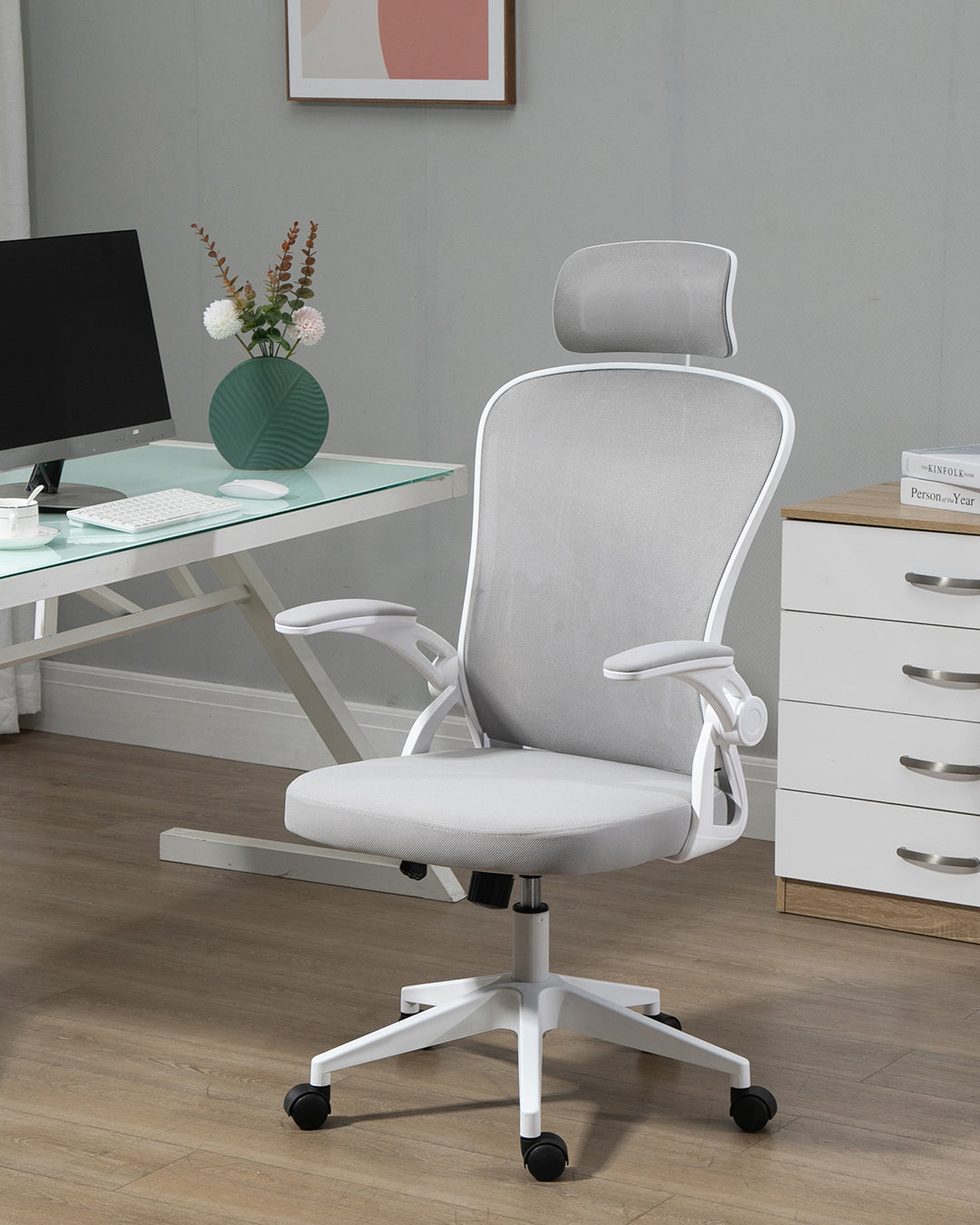 Silla de oficina Dike Blanco / Gris