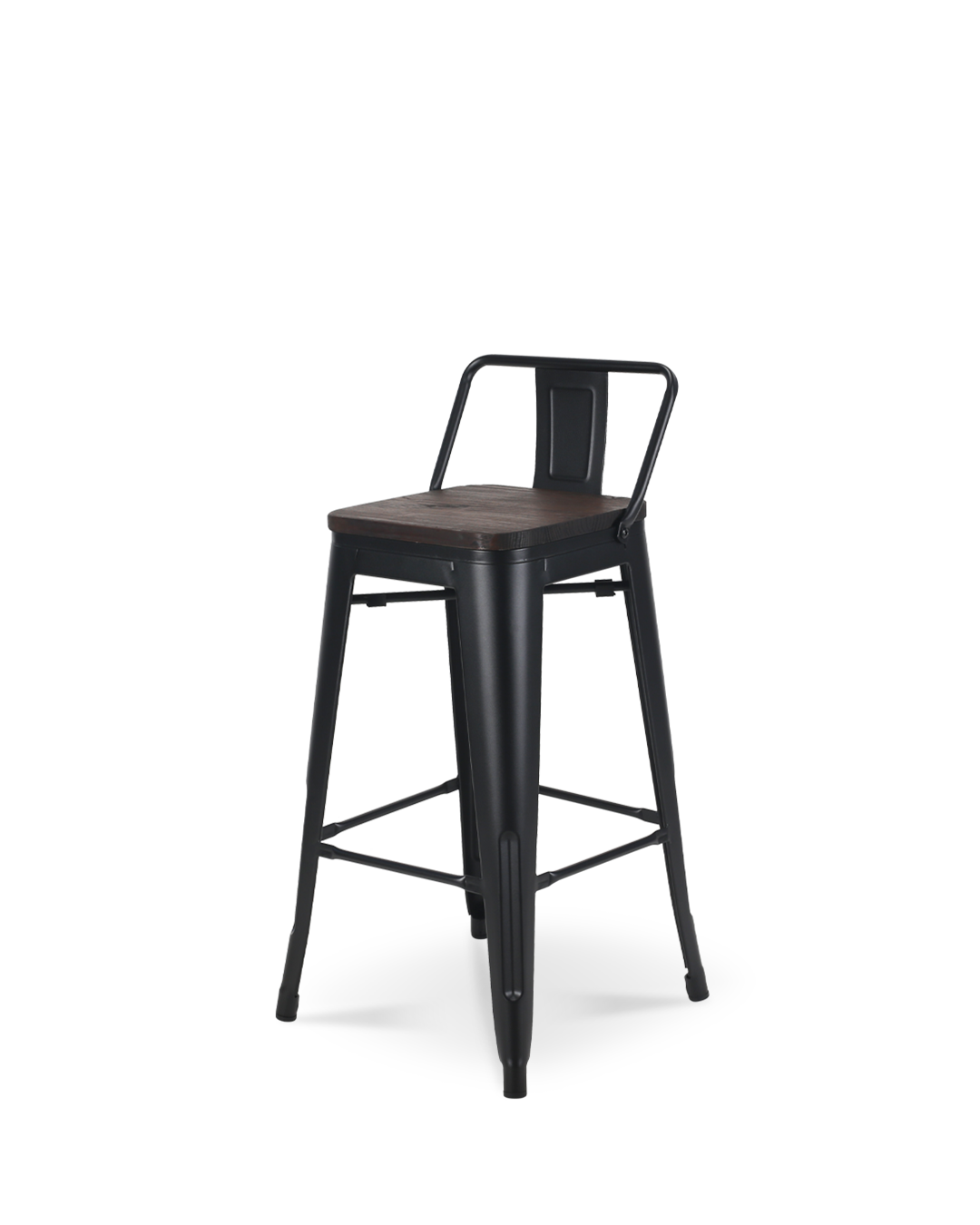 Silla alta LIX de metal negro y madera