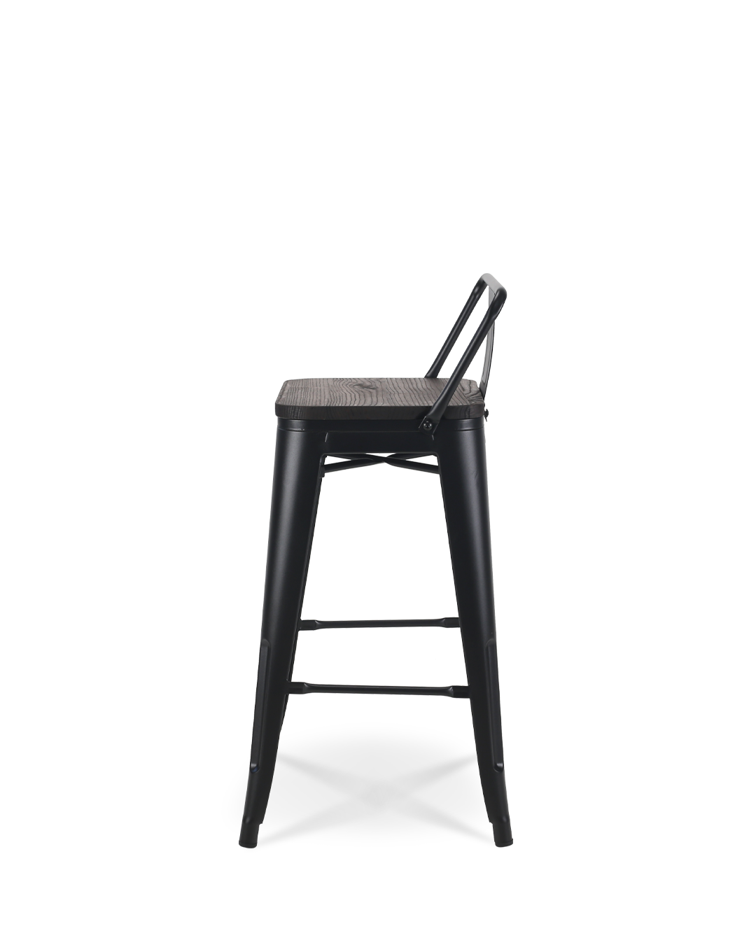 Silla alta LIX de metal negro y madera