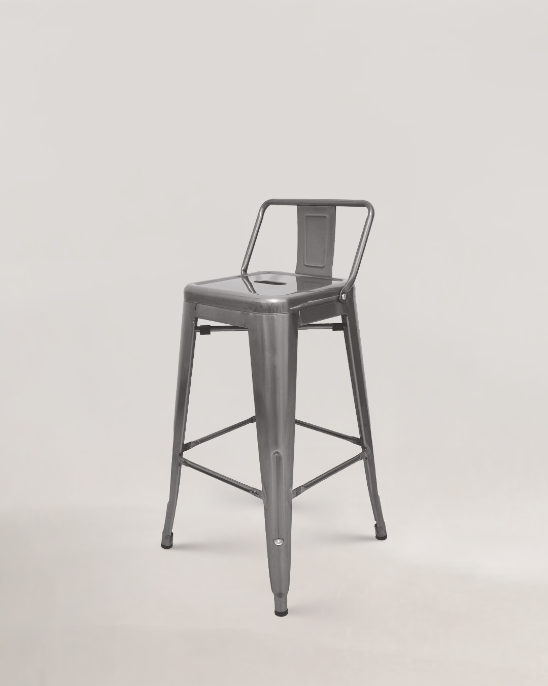 Silla alta Lix de metal gris cristal