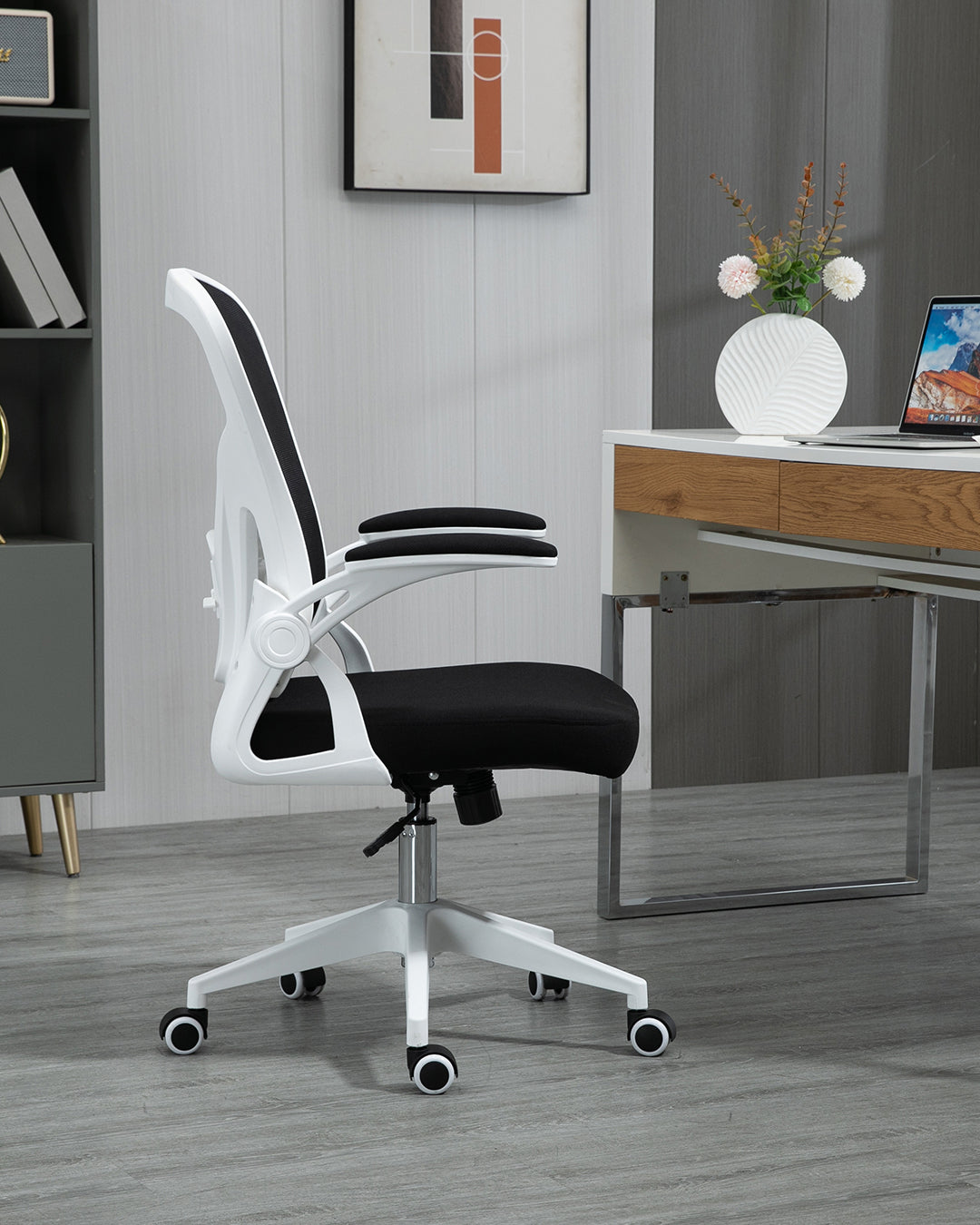 Chaise de bureau Lanthe Blanc Noir