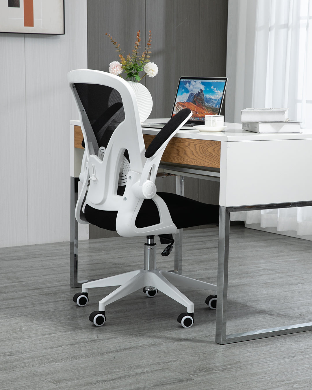 Chaise de bureau Lanthe Blanc Noir