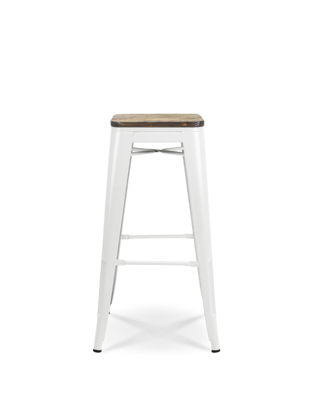 Taburete Alto Lix metal y madera blanco