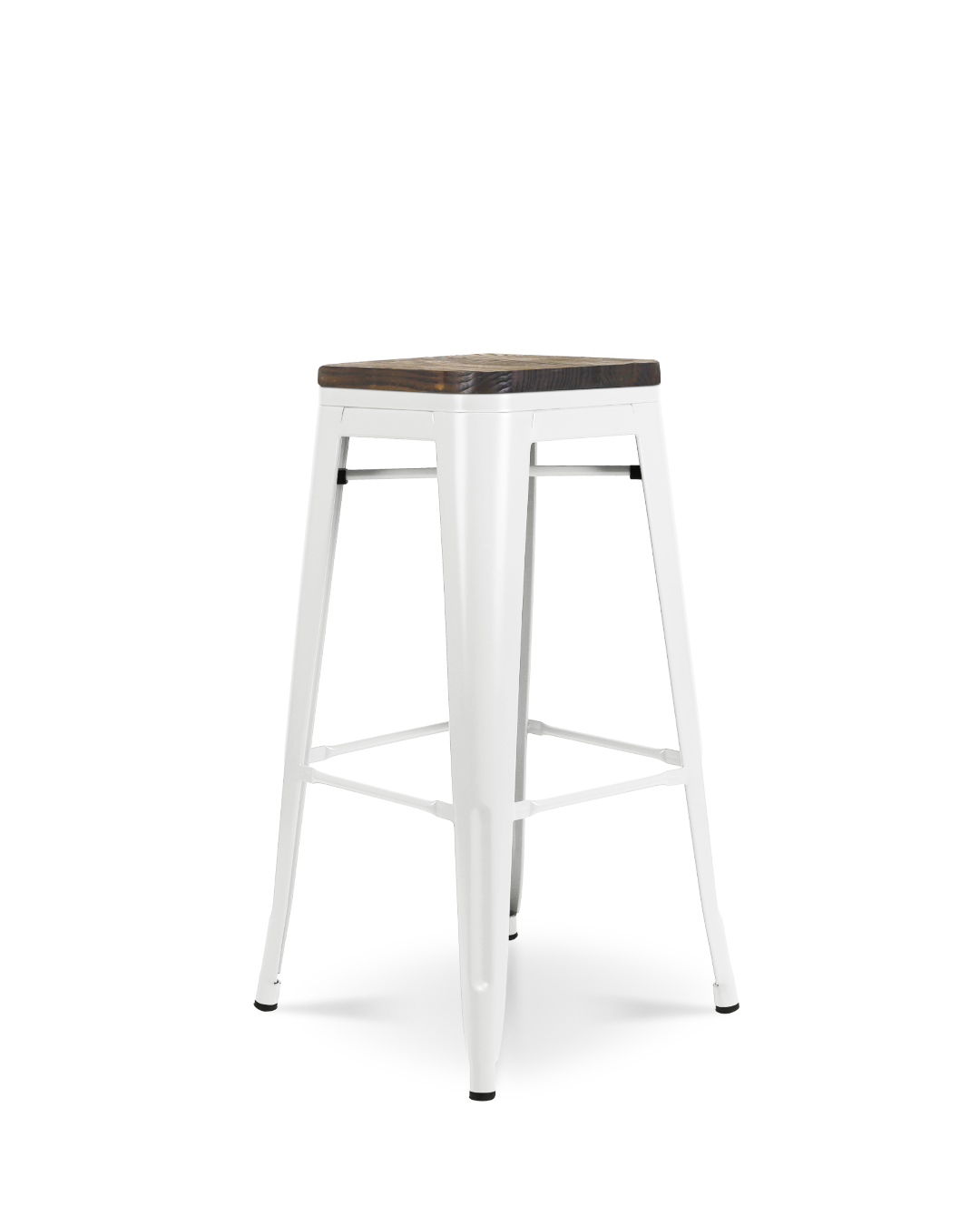 Taburete Alto Lix metal y madera blanco