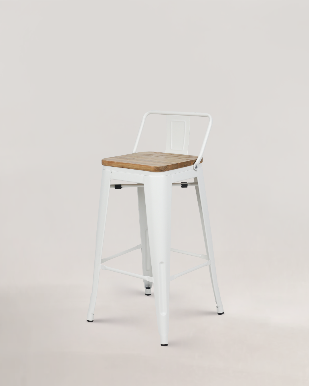 Silla alta LIX de metal blanco y madera