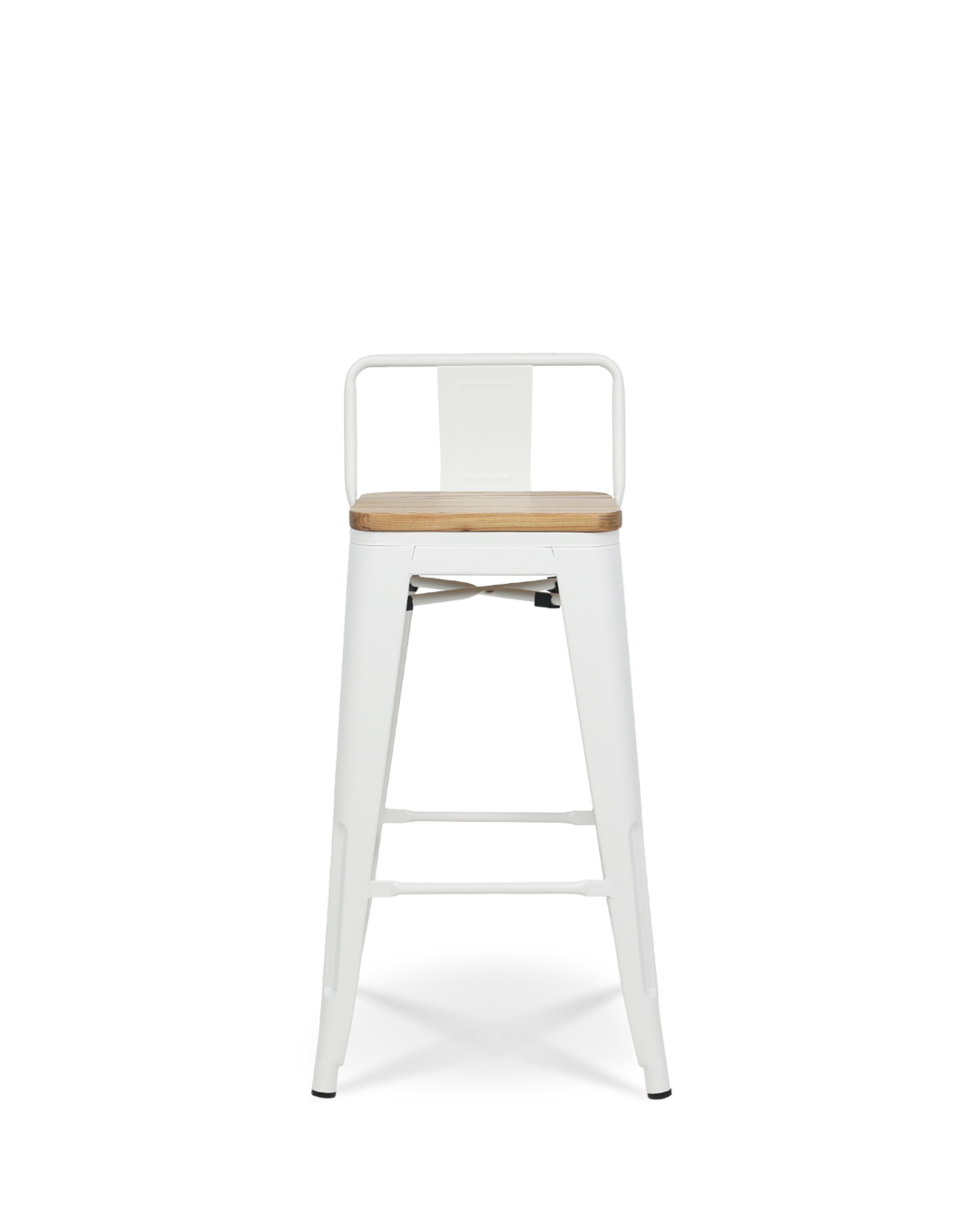 Silla alta LIX de metal blanco y madera