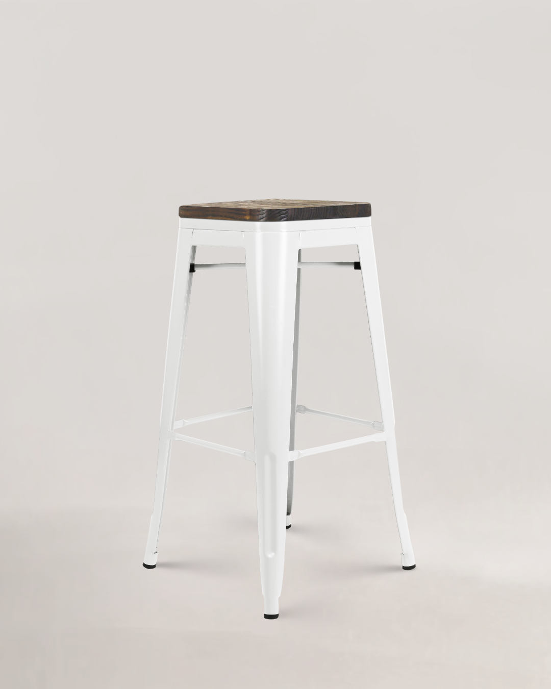 Taburete Alto Lix metal y madera blanco