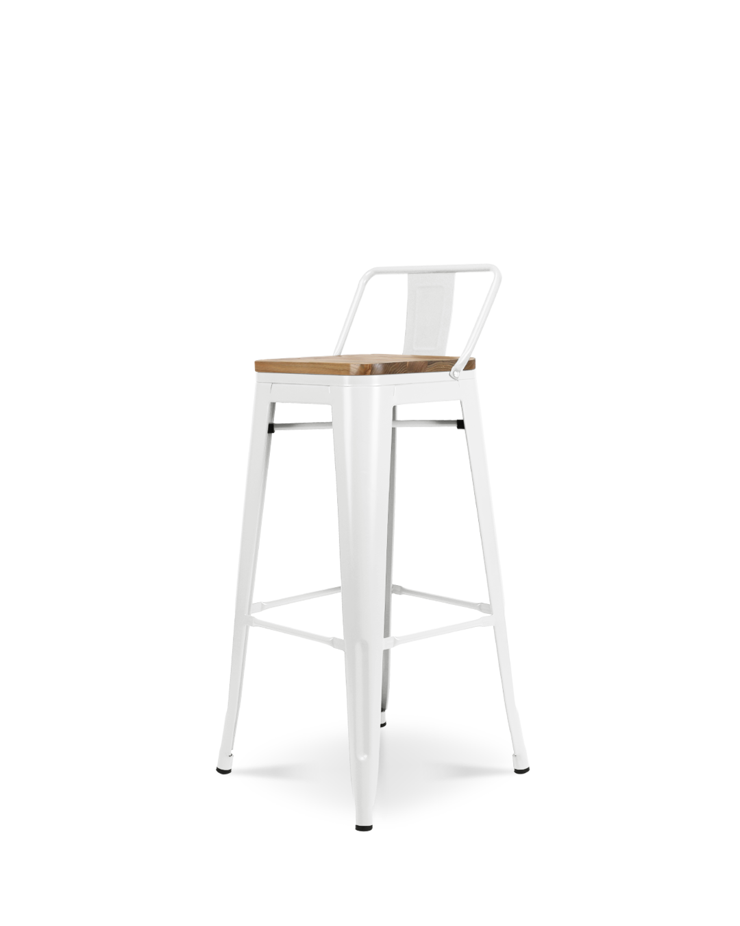 Taburete alto LIX de metal y madera Blanco